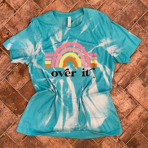WOMEN’S BOUTIQUE BLEACHED RAINBOW TURQUOISE TEE L
